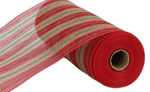 10.25 x 10 yard mini stripe mesh red emerald natural