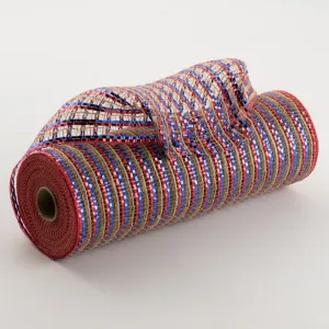 10" All Foil Thin Stripes Mesh: Red, Natural, Blue