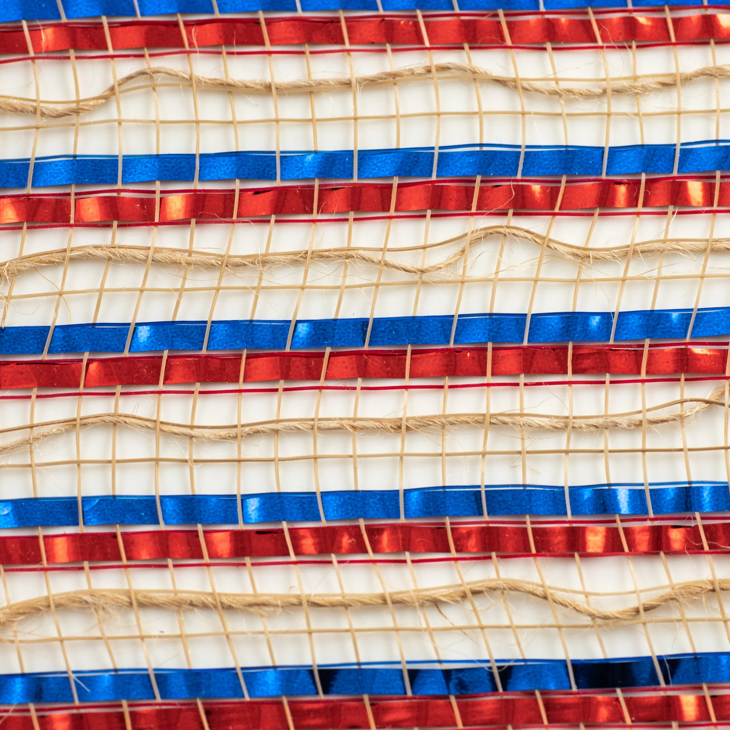 10" All Foil Thin Stripes Mesh: Red, Natural, Blue