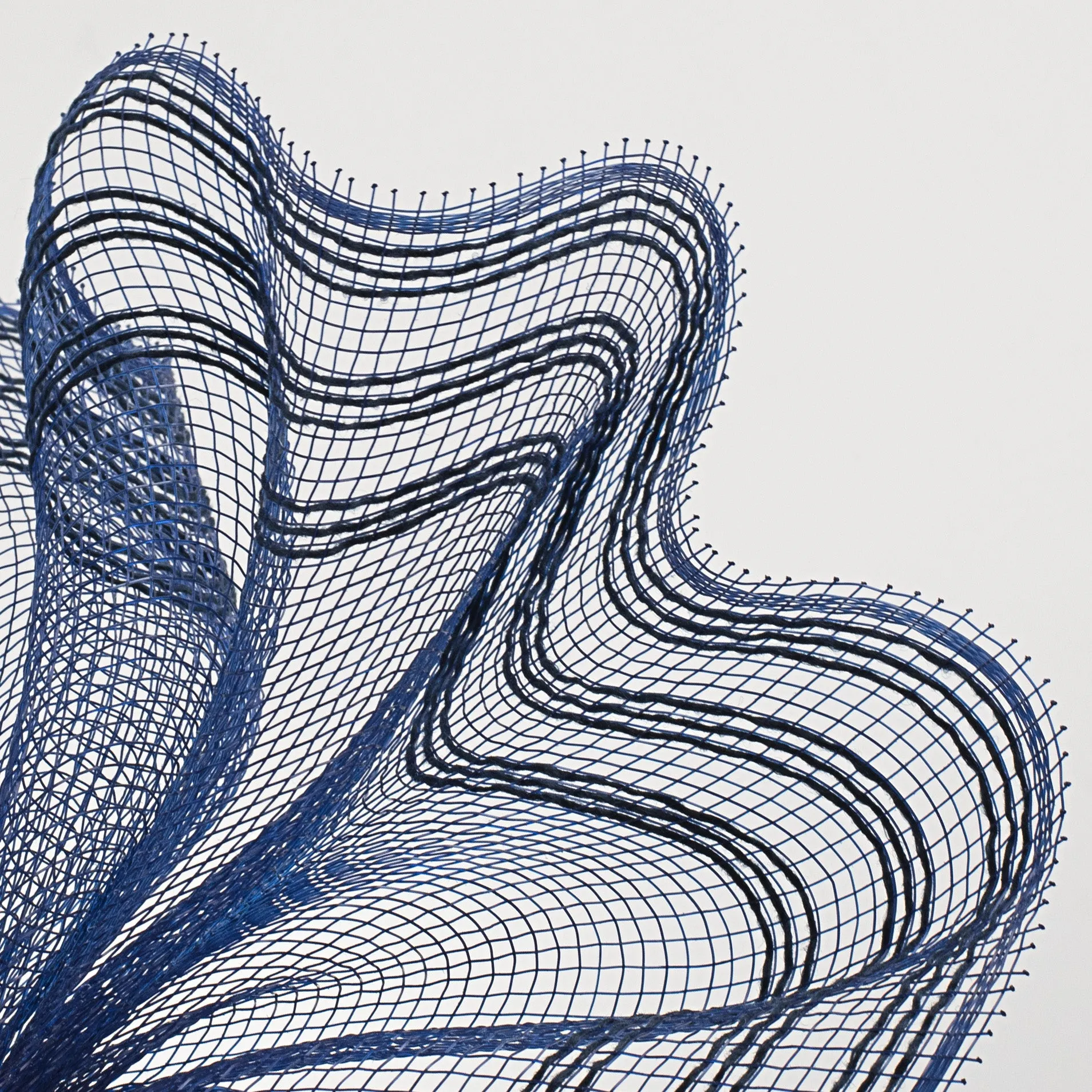 10" Border Stripe Mesh: Navy Blue