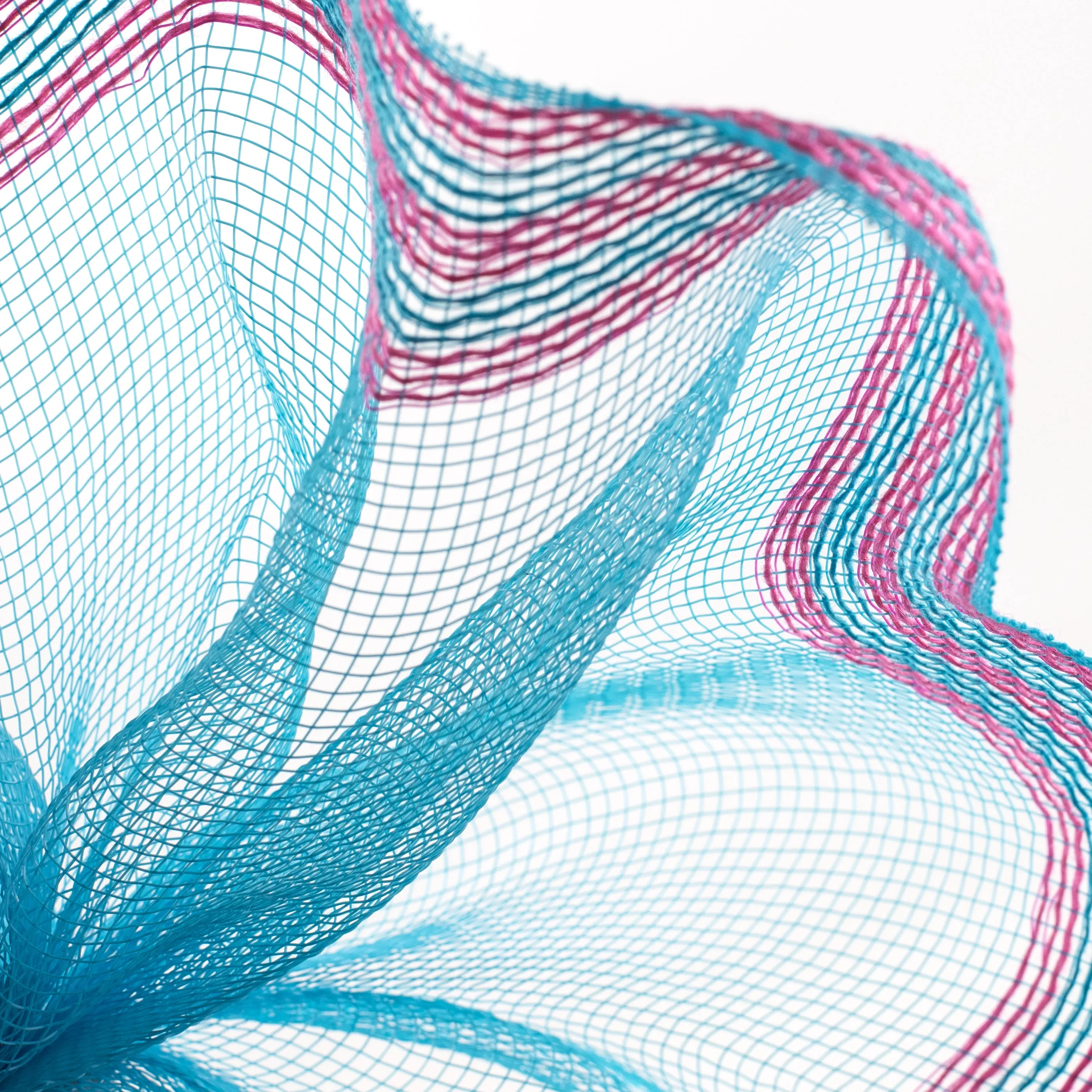 10" Border Stripe Mesh: Turquoise & Hot Pink