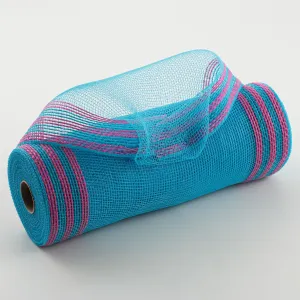 10" Border Stripe Mesh: Turquoise & Hot Pink