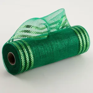 10" Border Stripe Metallic Mesh: Emerald