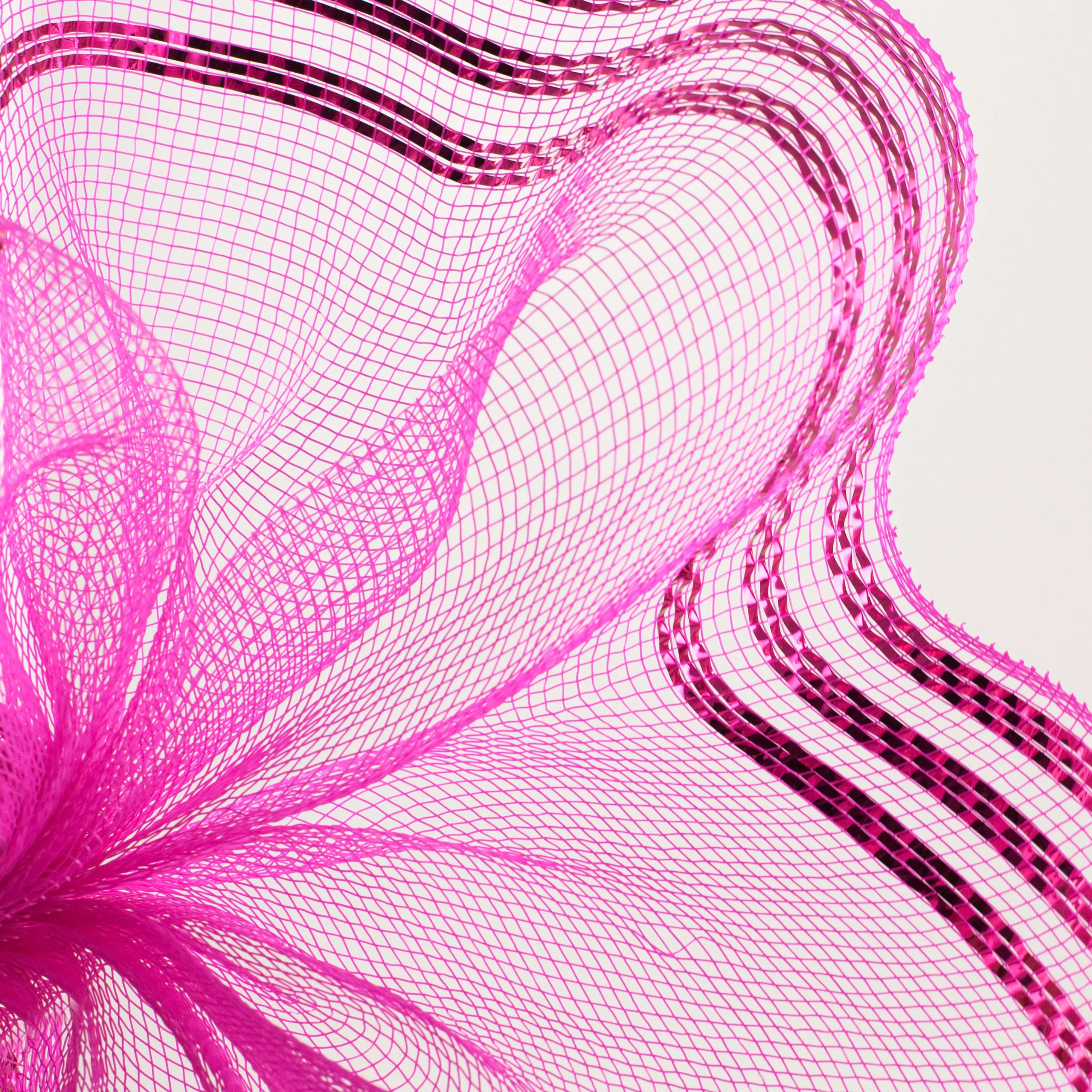 10" Border Stripe Metallic Mesh: Hot Pink