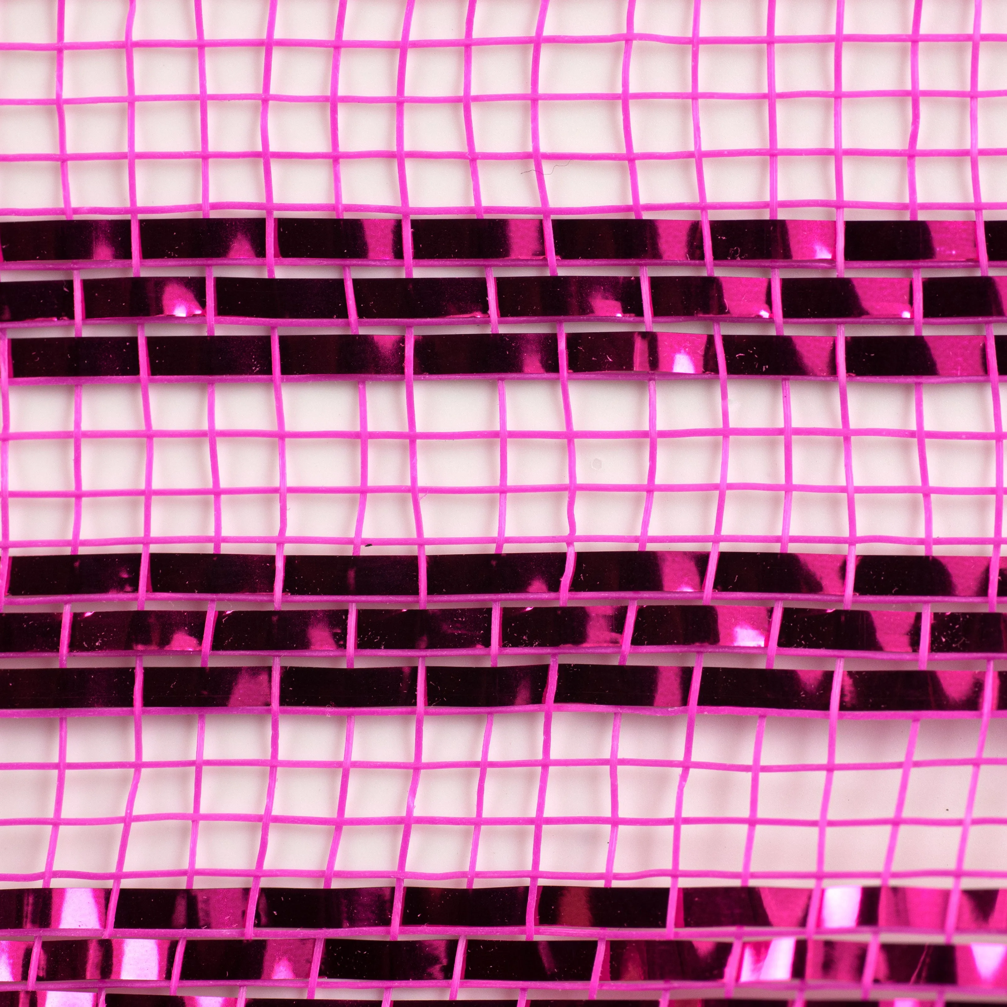 10" Border Stripe Metallic Mesh: Hot Pink