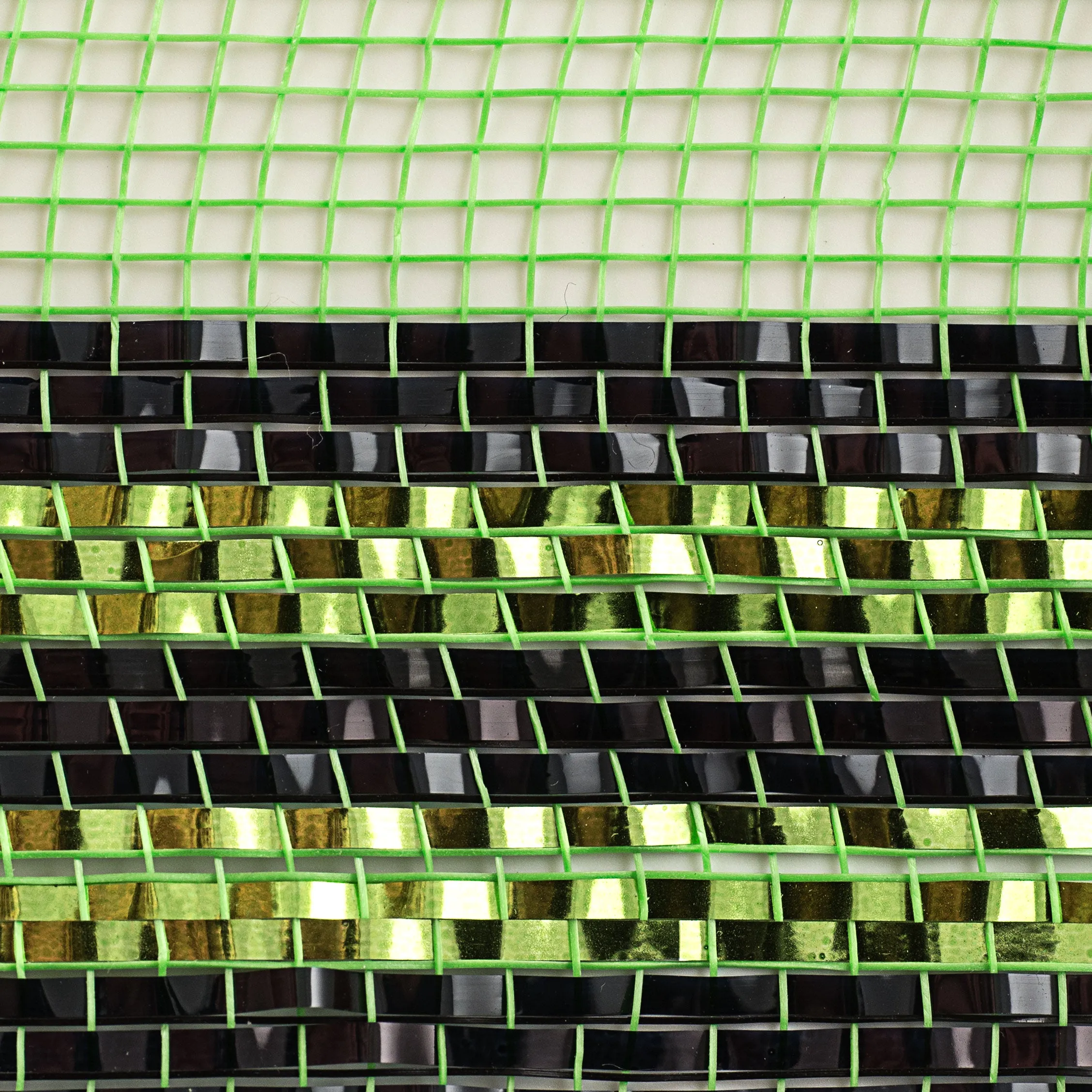 10" Border Stripe Metallic Mesh: Lime & Black