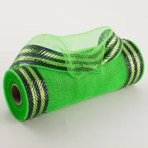 10" Border Stripe Metallic Mesh: Lime & Black