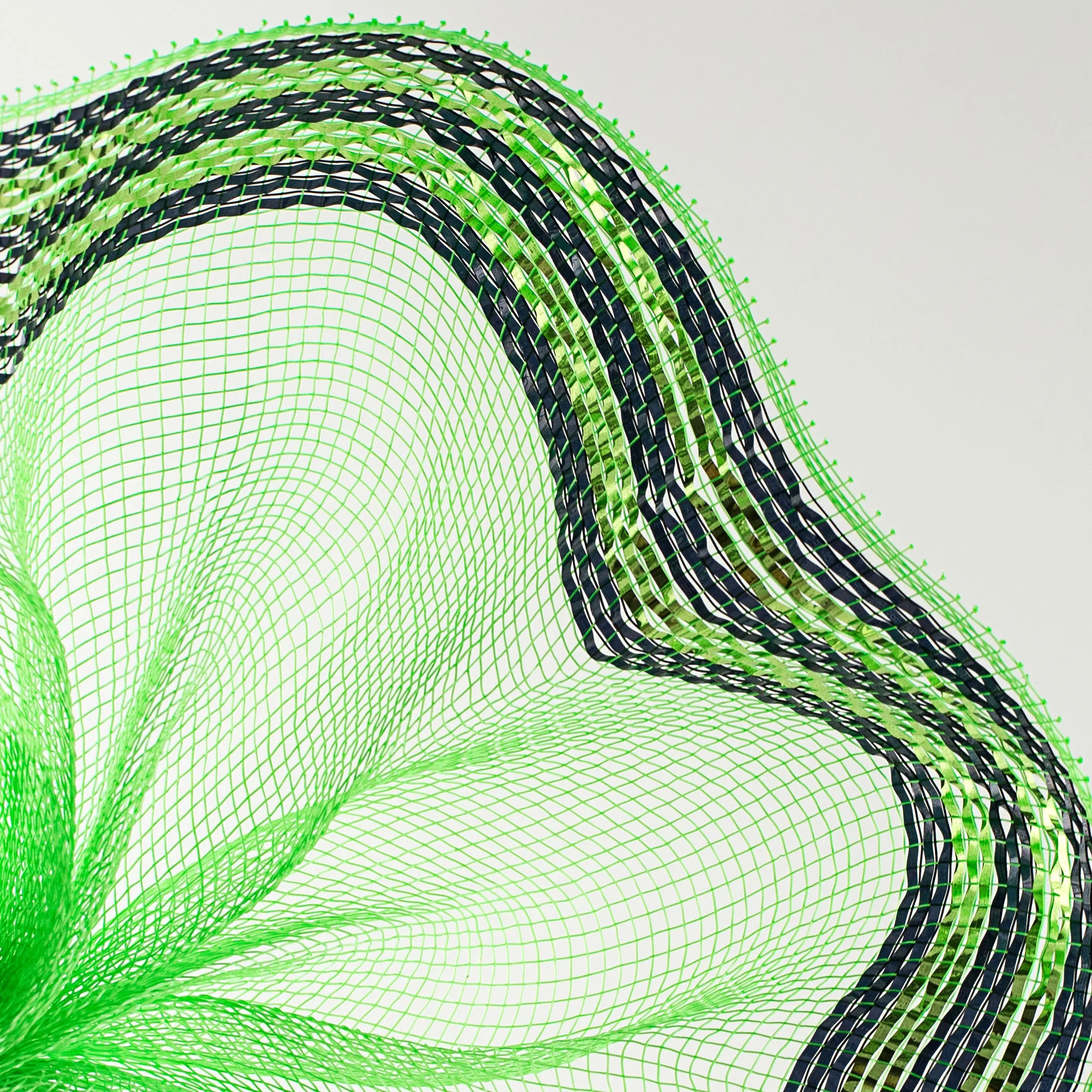 10" Border Stripe Metallic Mesh: Lime & Black