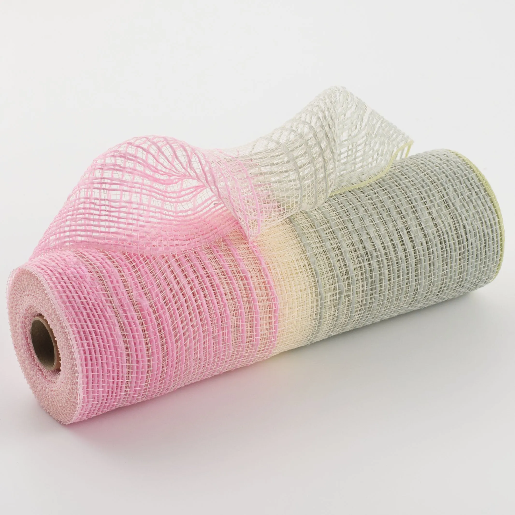 10" Burlap Deco Mesh: Mint, Ivory & Pink Ombré Jute
