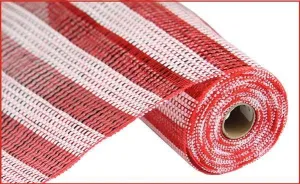10" Deco Poly Mesh: Red/White Horiz Stripe Mesh