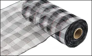 10" Deco Poly Mesh: White and Black Plaid with Red Foil