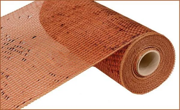 10" Deco Poly Mesh: Wide Metallic Foil Brown/Copper