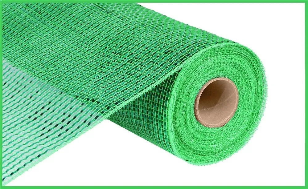 10" Deco Poly Mesh: Wide Metallic Foil Lime