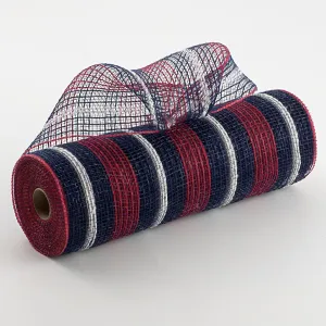 10" Fabric Bold Stripe Mesh: Navy, Red, White