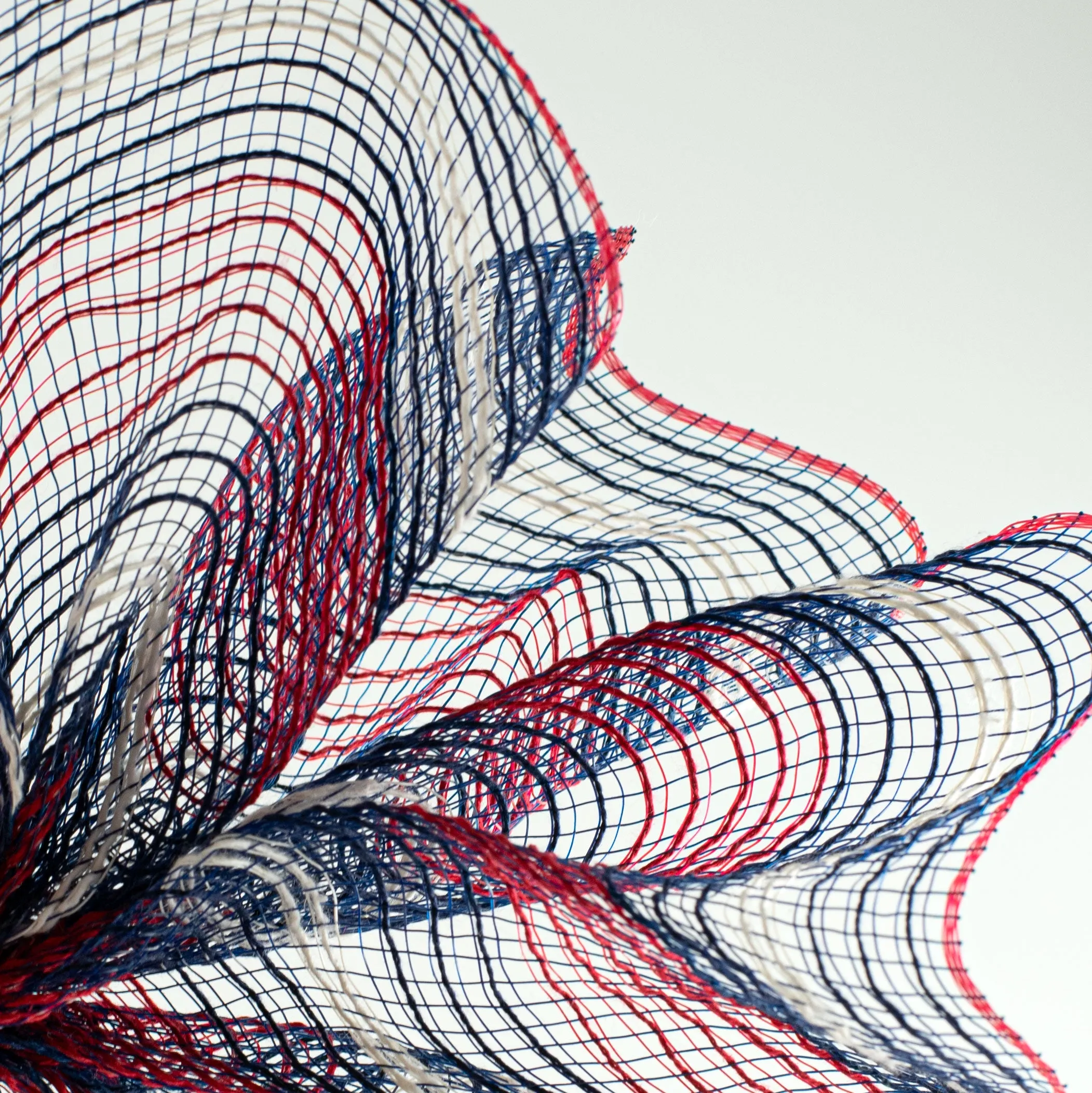 10" Fabric Bold Stripe Mesh: Navy, Red, White