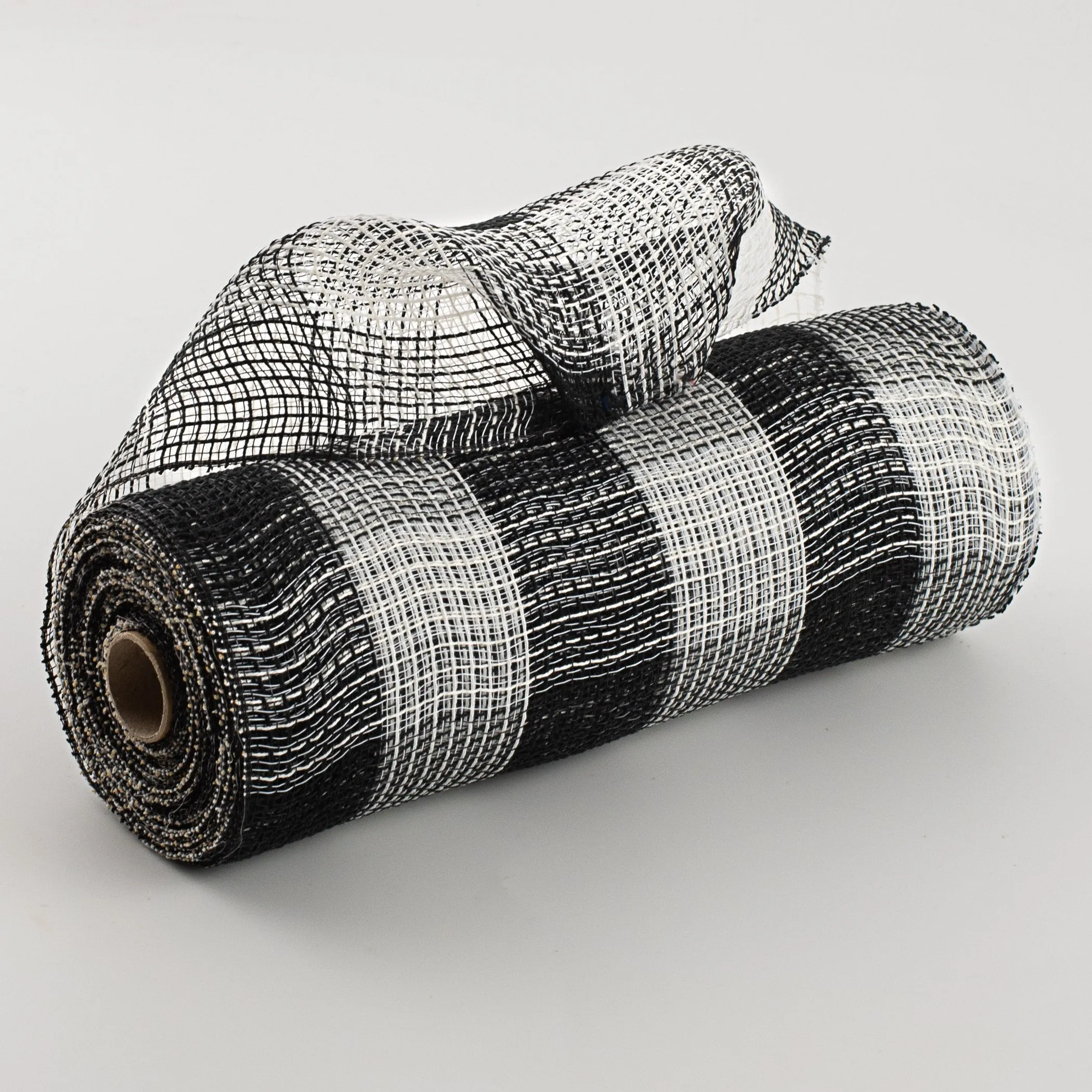 10" Fabric Mesh: Black & White Plaid
