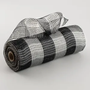 10" Fabric Mesh: Black & White Plaid
