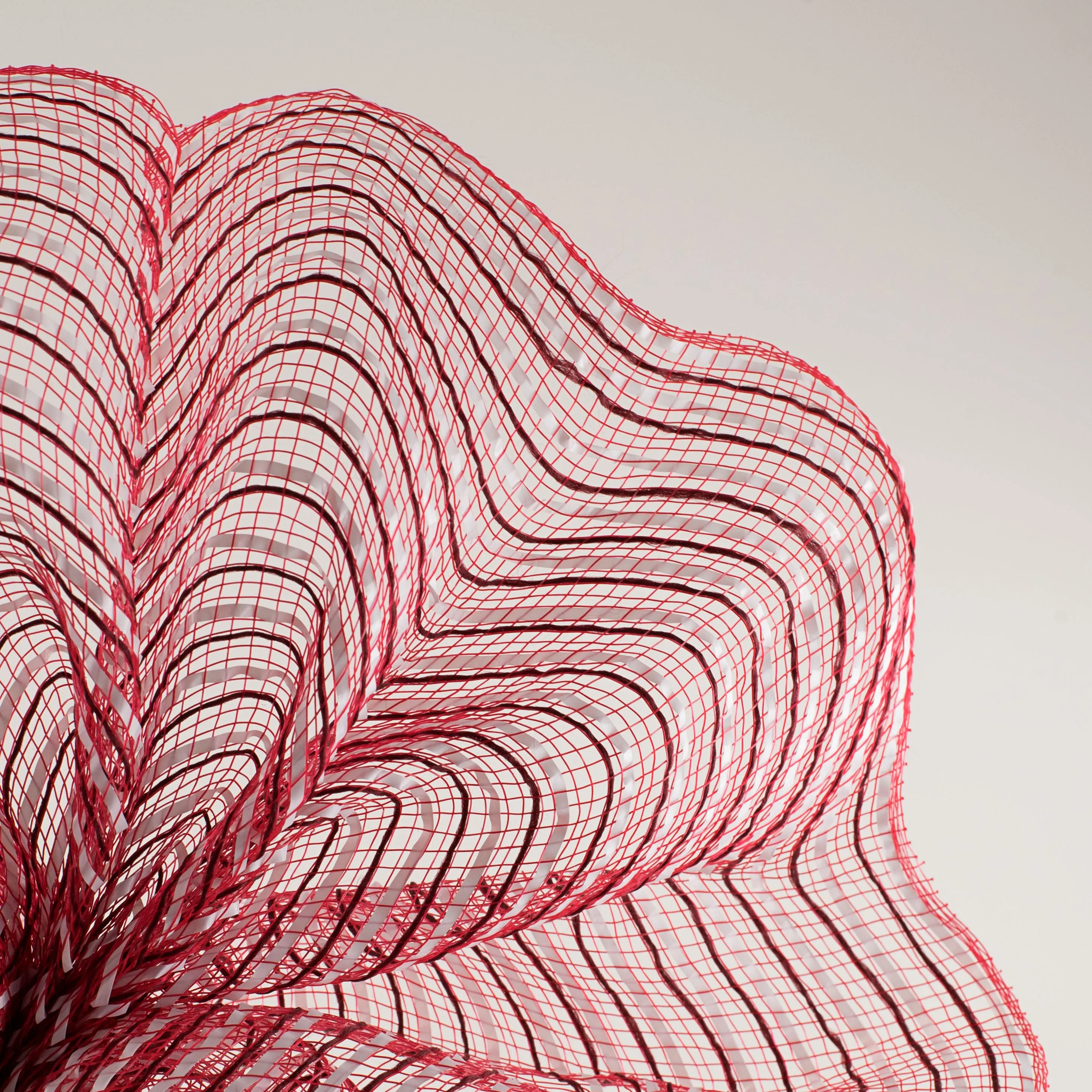 10" Fabric Mesh With Stripes: Dark Red & White