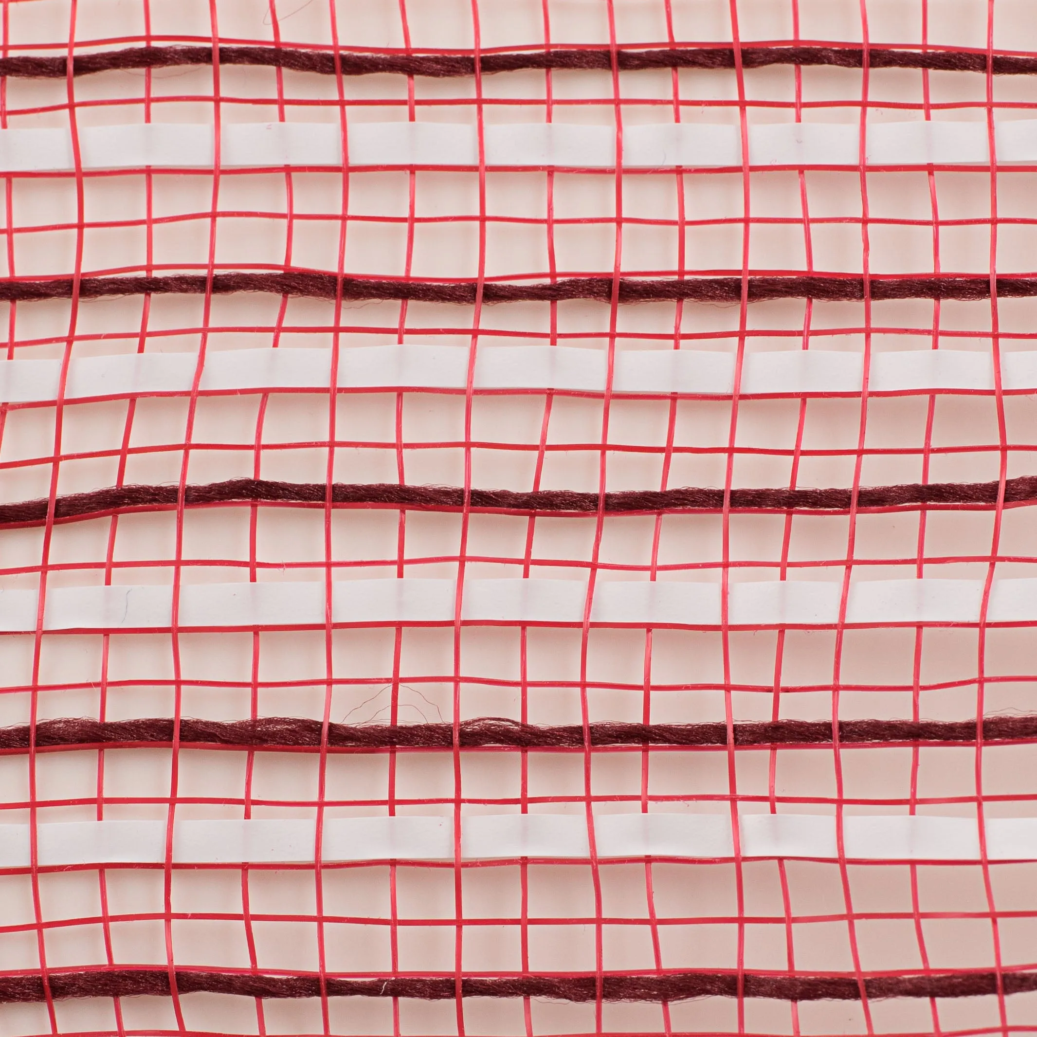 10" Fabric Mesh With Stripes: Dark Red & White