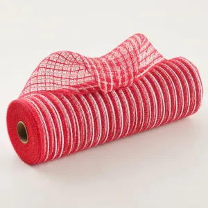 10" Fabric Mesh With Stripes: Red & White
