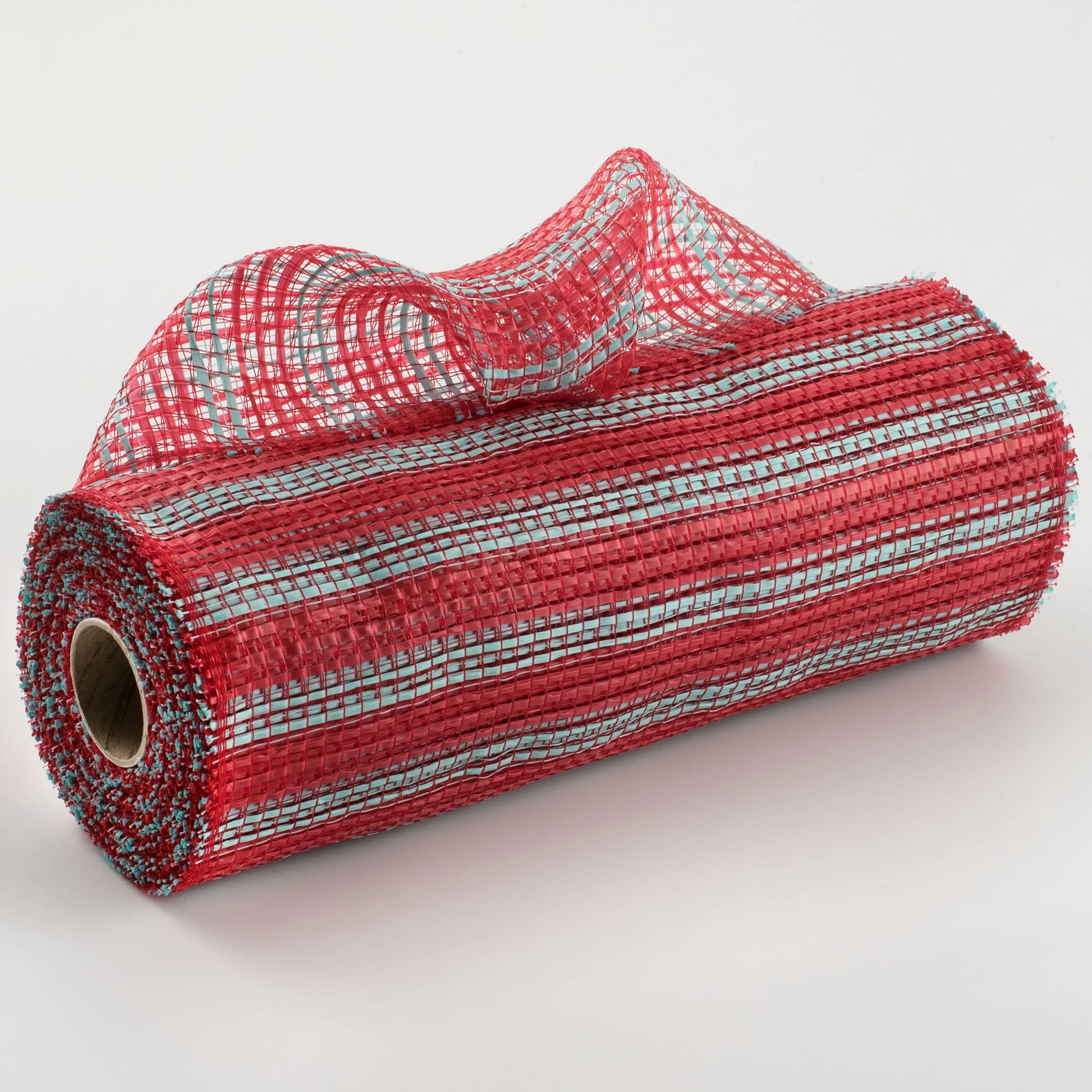 10" Horizontal Wide Stripe Mesh: Red & Robin's Egg Blue