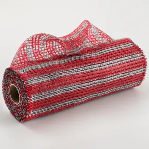 10" Horizontal Wide Stripe Mesh: Red & Robin's Egg Blue