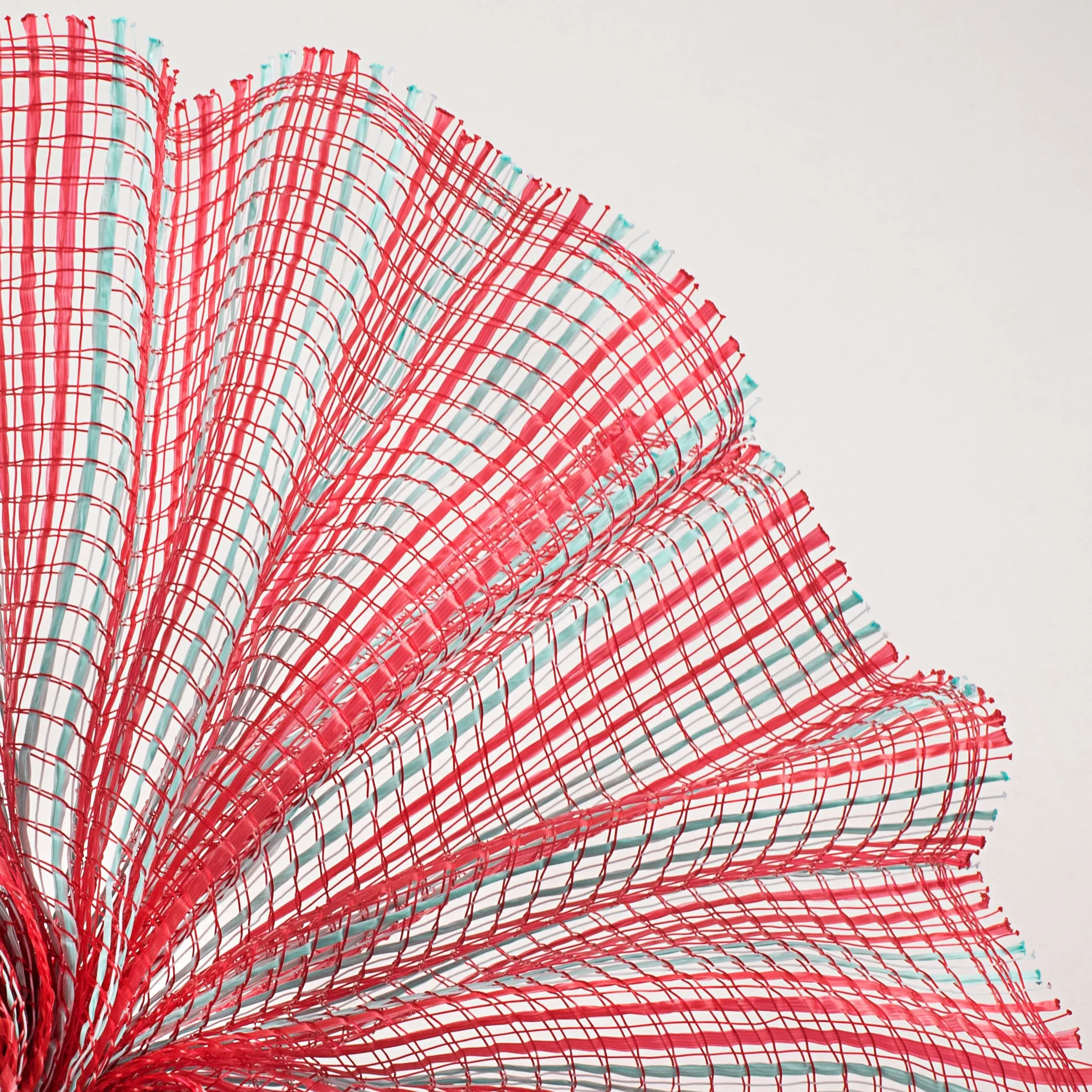 10" Horizontal Wide Stripe Mesh: Red & Robin's Egg Blue