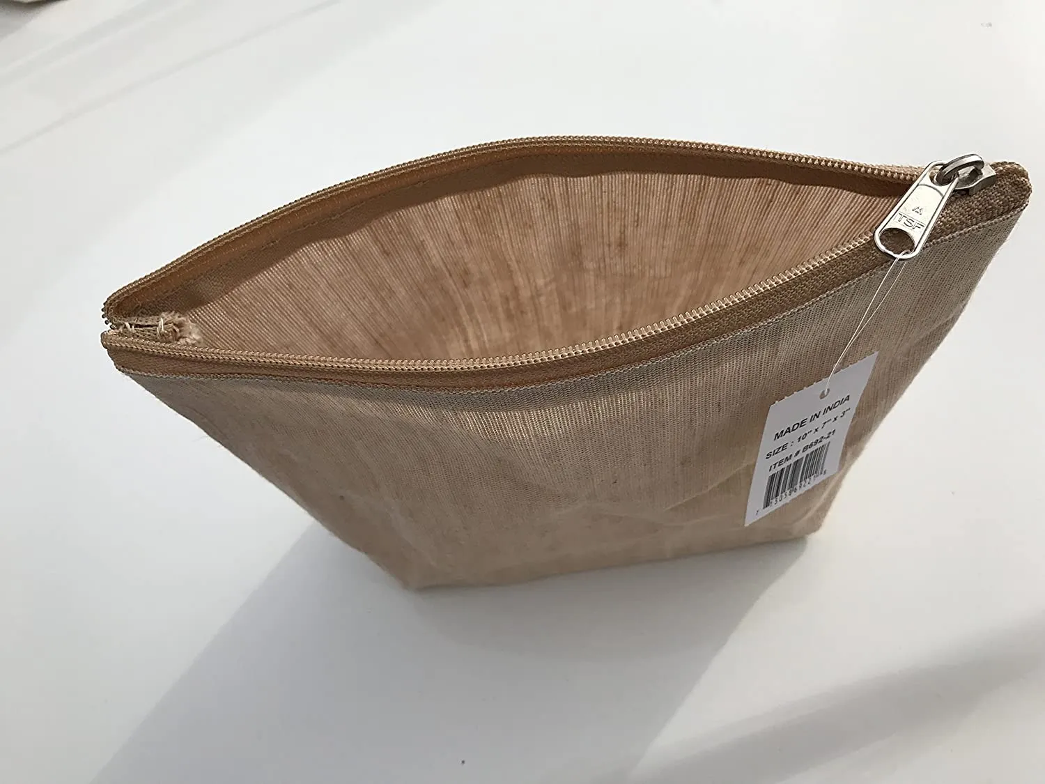 10" Jute Large Makeup Bag, Pouch Purse Cosmetic Organizer