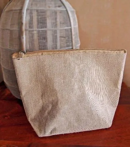10" Jute Large Makeup Bag, Pouch Purse Cosmetic Organizer
