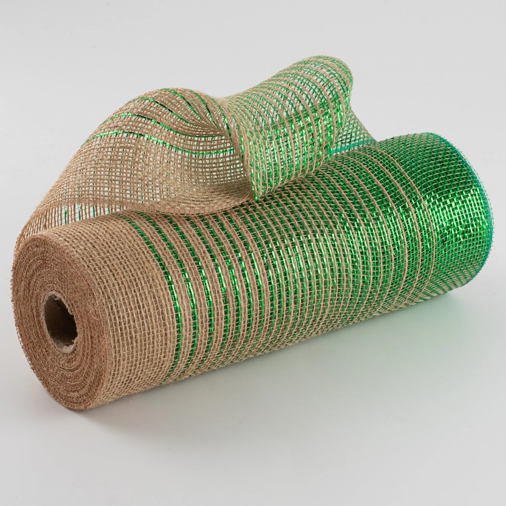 10" Jute Poly Mesh: Emerald Green Foil Ombré