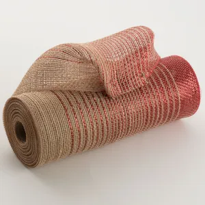 10" Jute Poly Mesh: Red Foil Ombré
