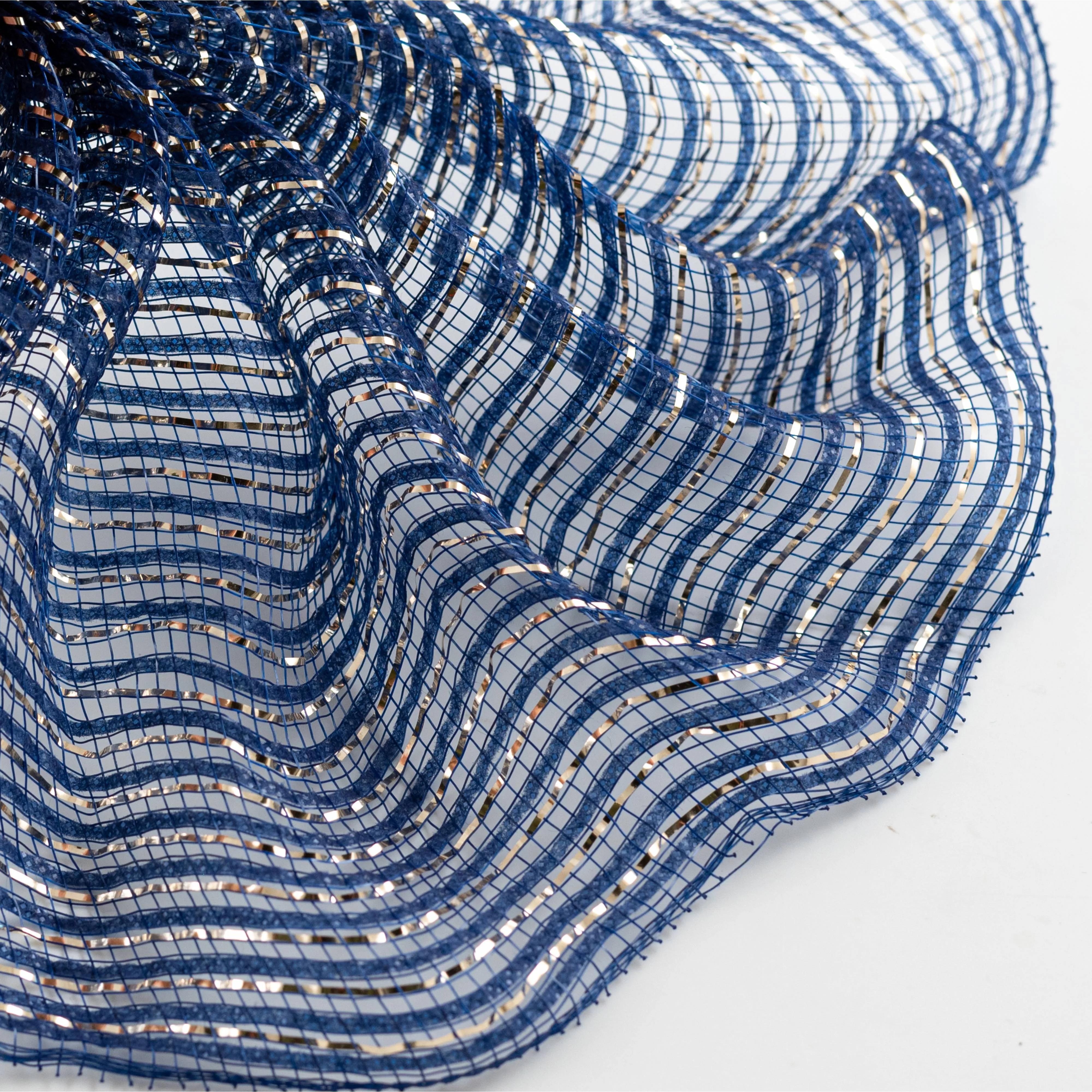10" Metallic Breeze Mesh: Champagne & Navy Blue