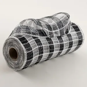 10" Metallic Check Mesh: Black & White (10 Yards)