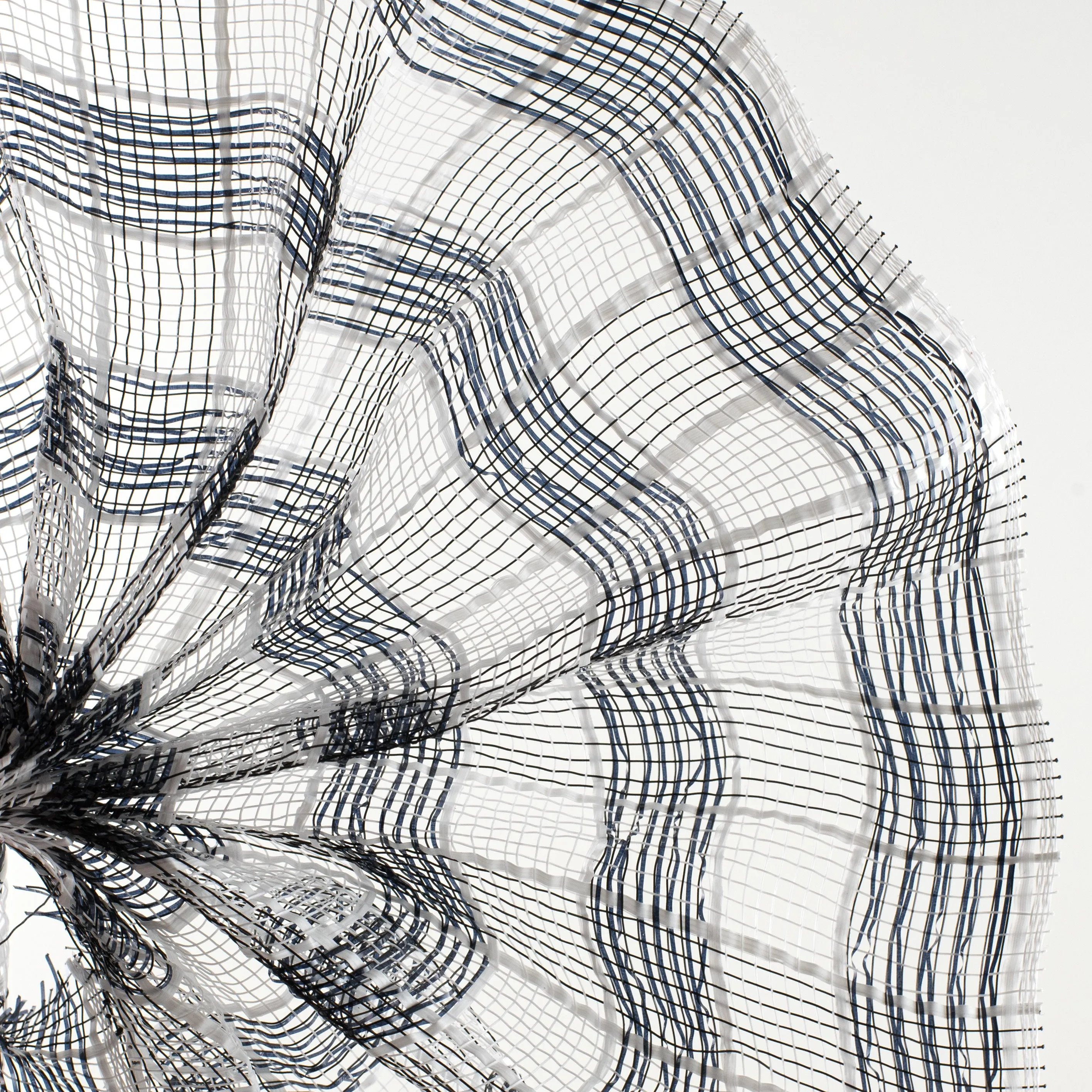 10" Metallic Check Mesh: Black & White (10 Yards)