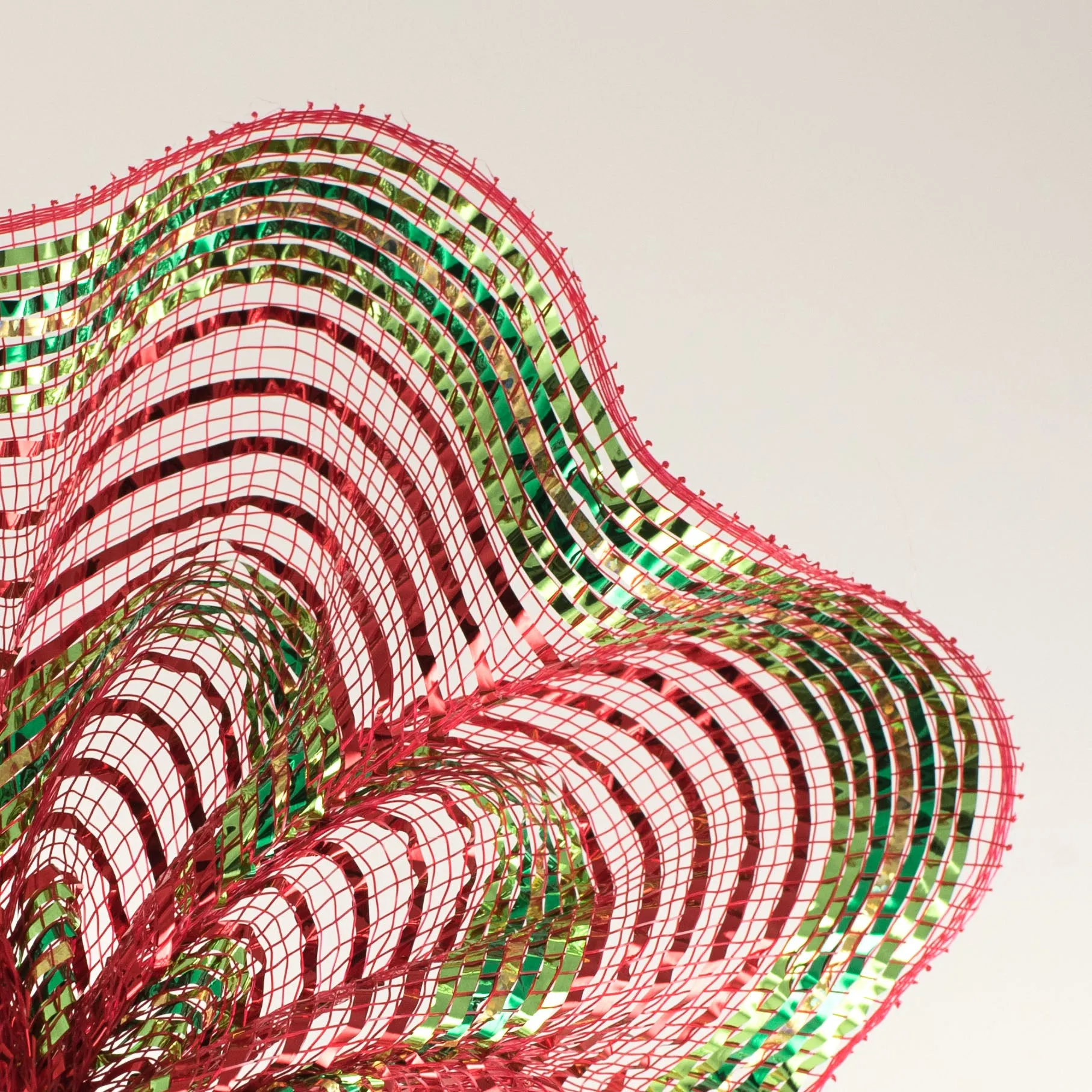 10" Metallic Stripes Deco Mesh: Red & Lime