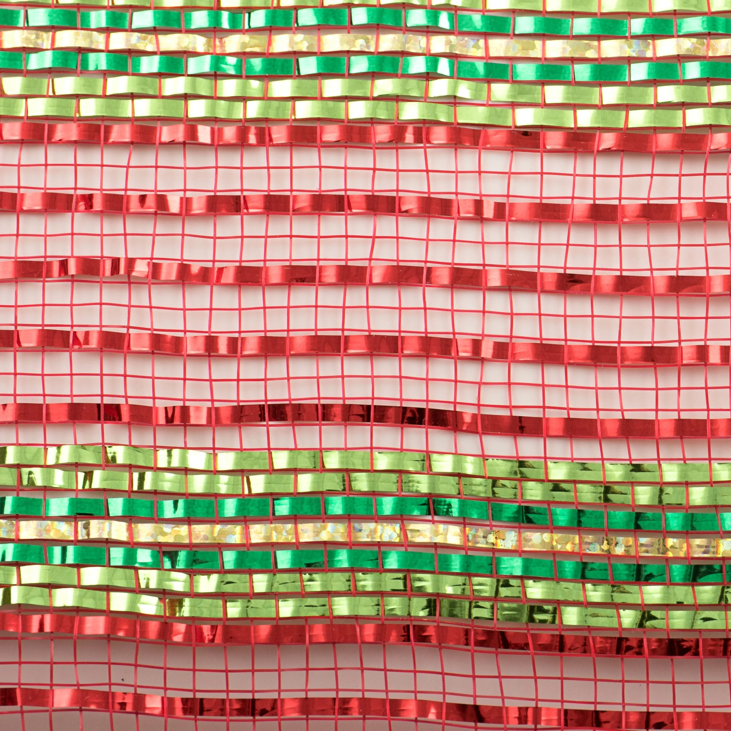 10" Metallic Stripes Deco Mesh: Red & Lime