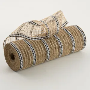 10" Patterned Mesh: Natural Jute & Buffalo Plaid Print
