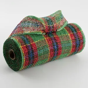 10" Plaid Poly Burlap Mesh: Emerald, Red, Black, Royal, Yellow