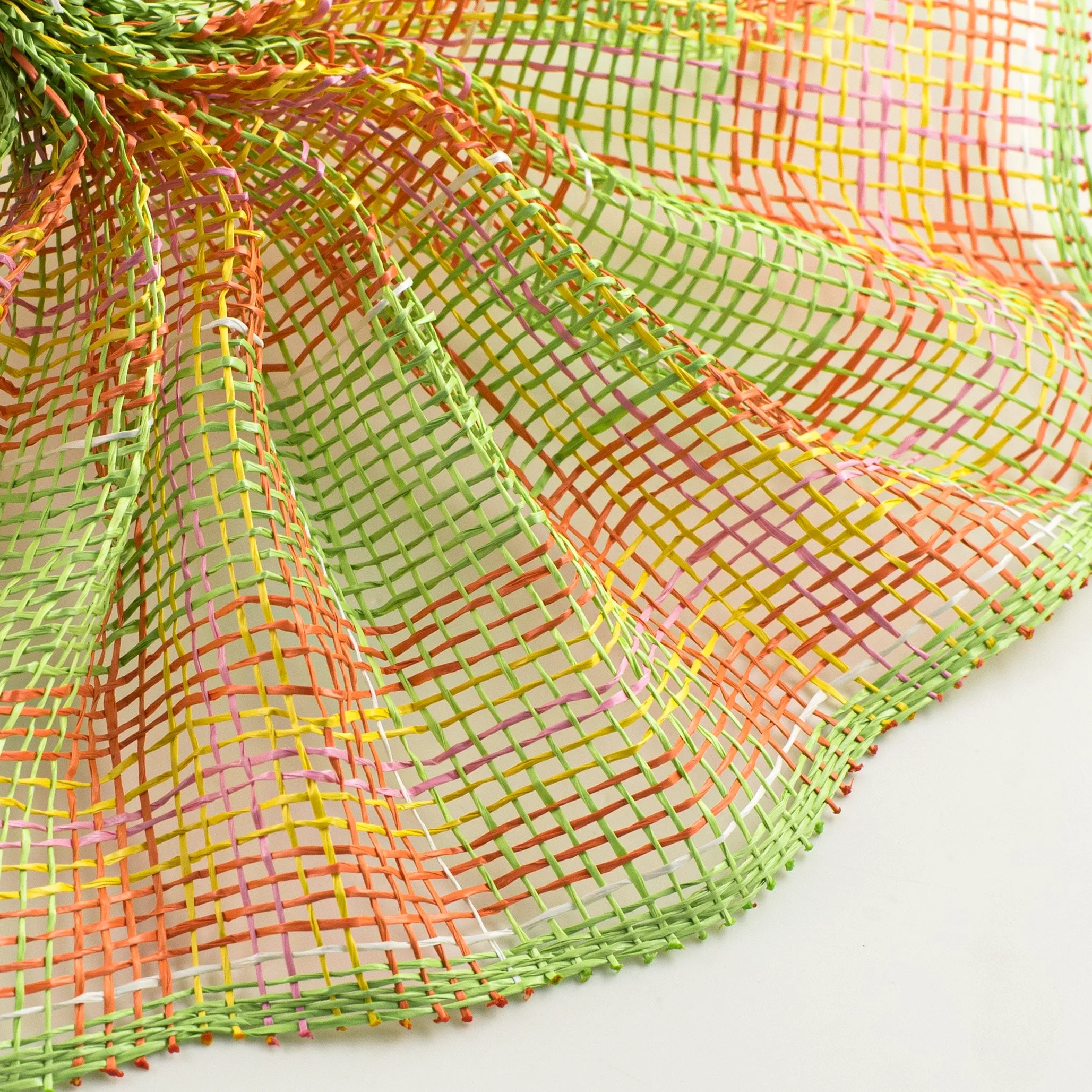 10" Plaid Poly Burlap Mesh: Fresh Green, Orange, Yellow, Pink