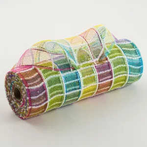 10" Plaid Squares Fuzzy Grid Mesh: Spring