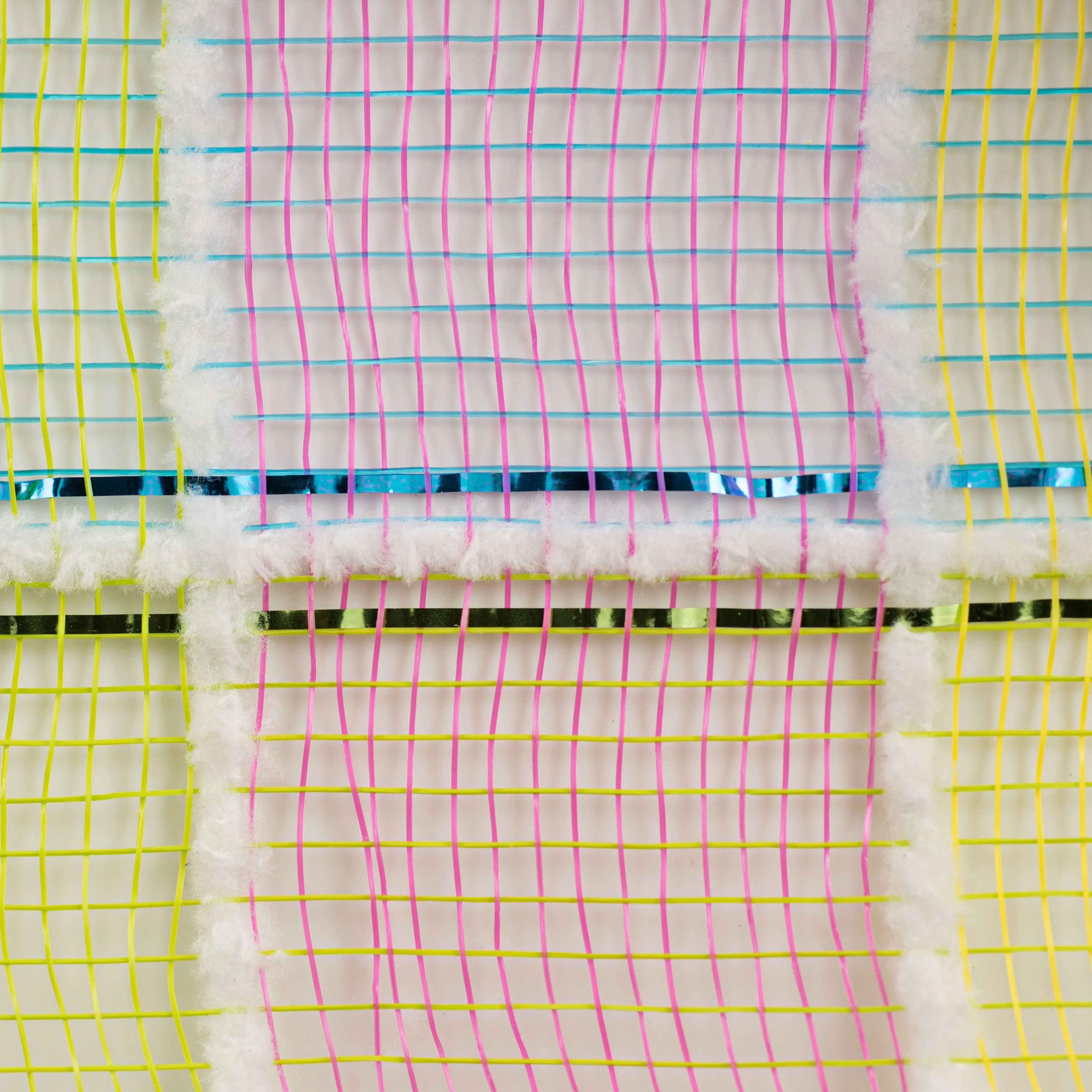 10" Plaid Squares Fuzzy Grid Mesh: Spring