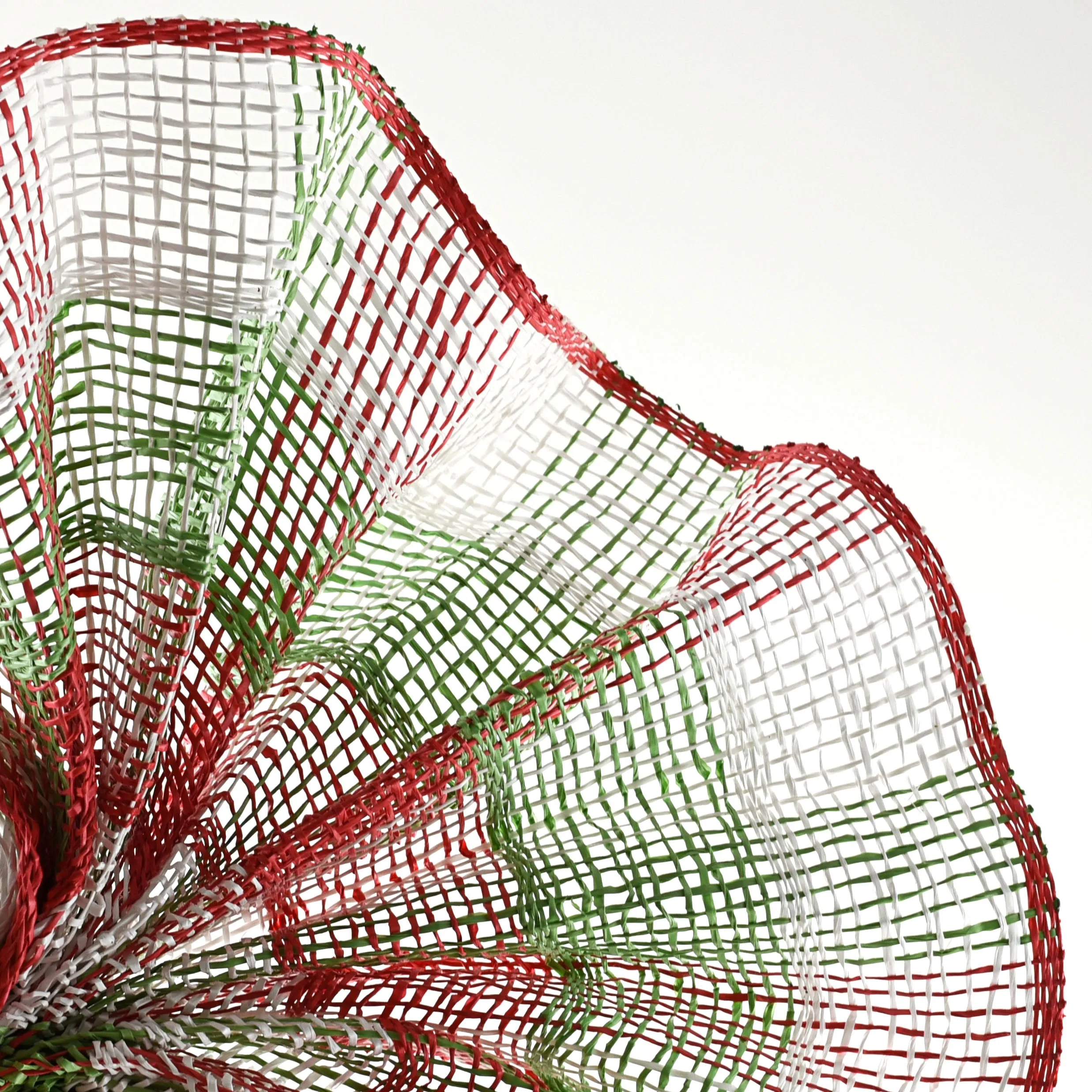 10" Poly Burlap Check Plaid Mesh: Red, Lime, White