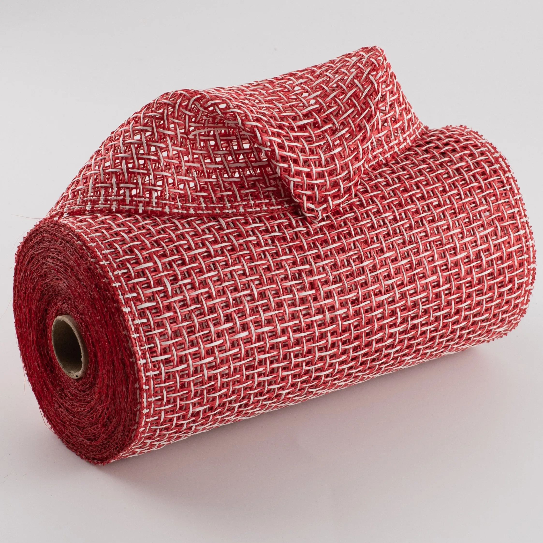10" Poly Burlap Criss Cross Mesh: Red & White