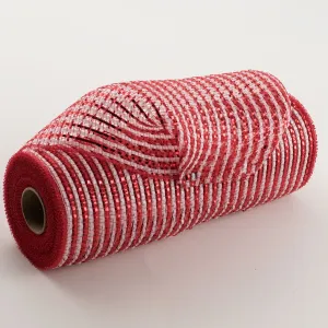 10" Poly Deco Mesh: Deluxe Wide Red/White Stripe