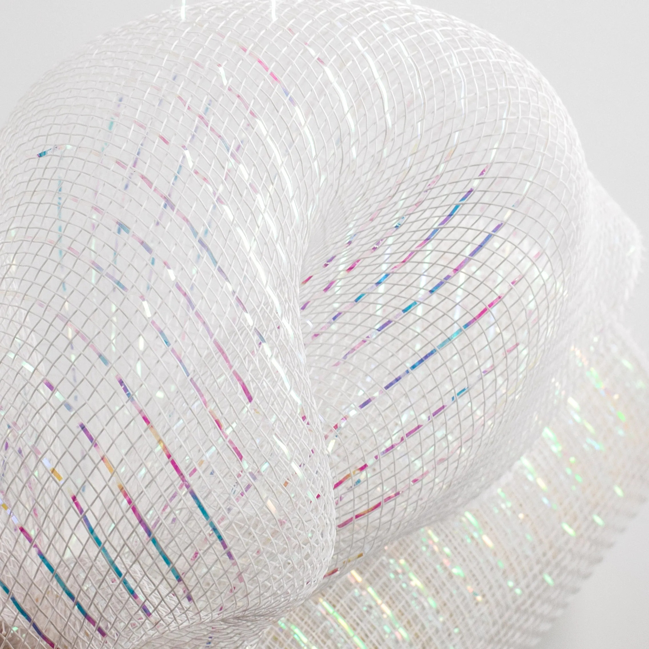 10" Poly Deco Mesh: Iridescent White