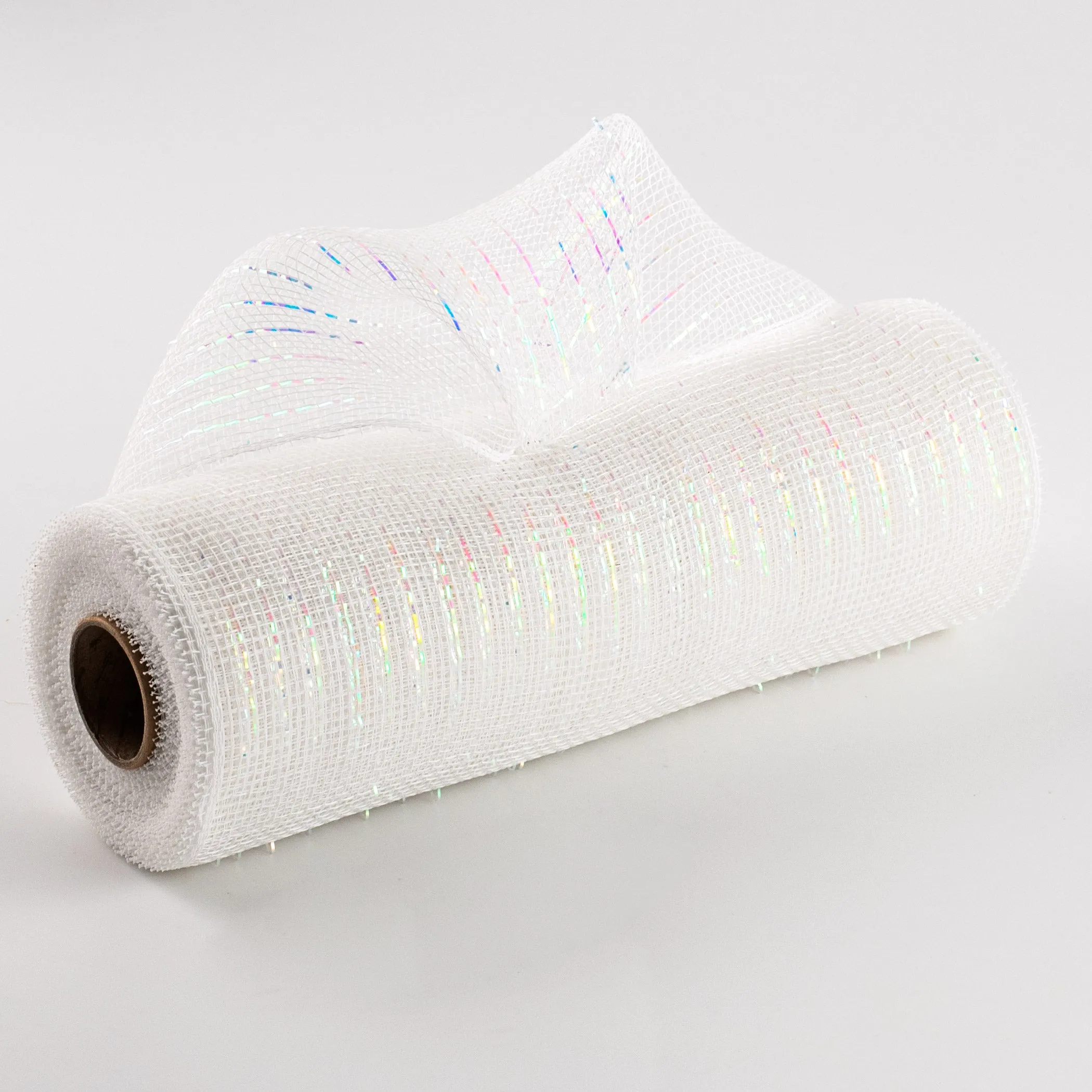 10" Poly Deco Mesh: Iridescent White