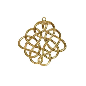 14K Gold Plated Chinese Knot Pendant with Copper and Alloy Craftsmanship