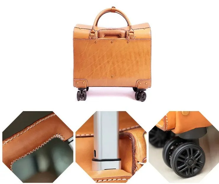 19 Inch Leather Vintage Trolley Luggage