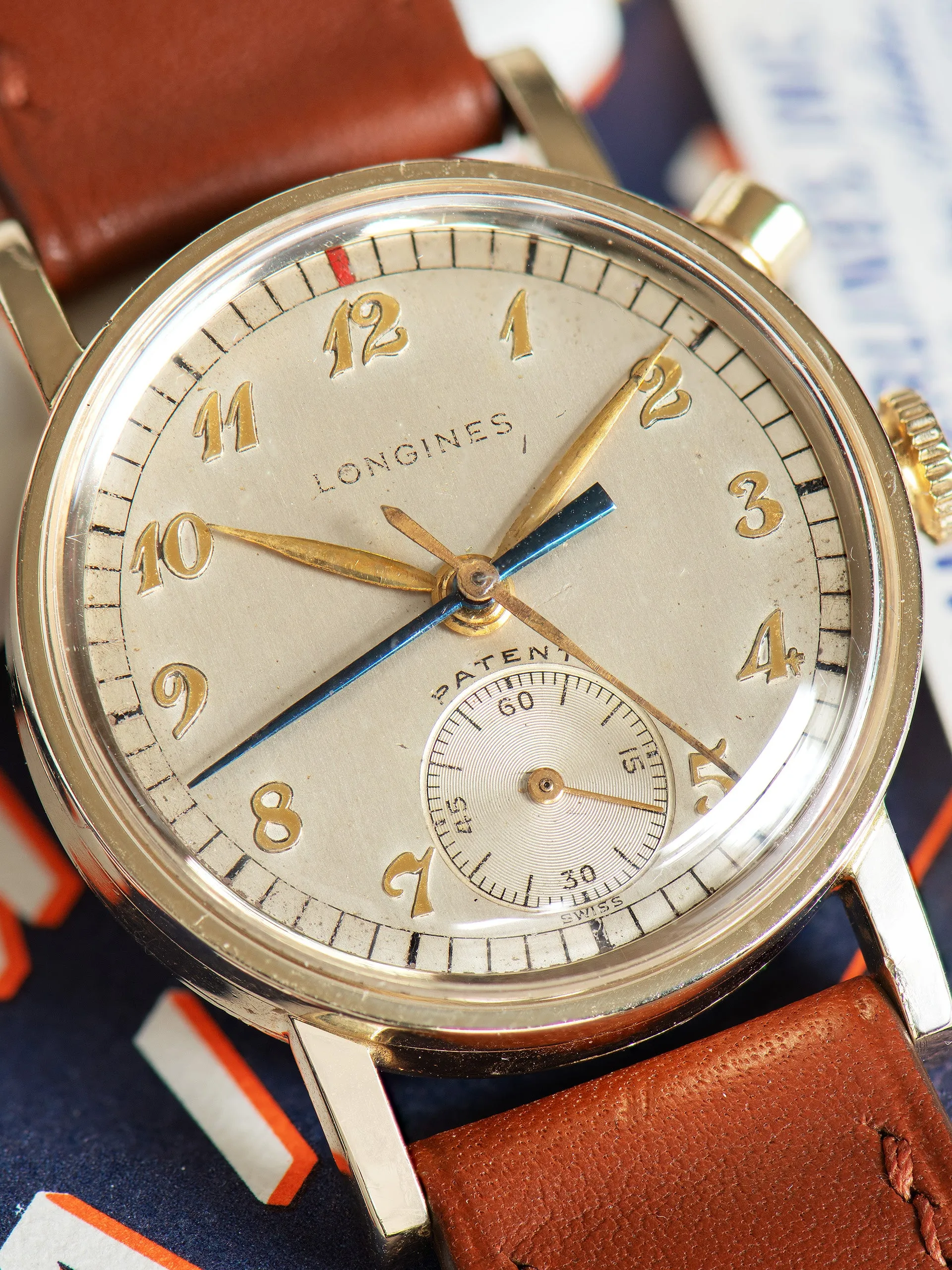 1949 Longines Mono-Pusher Stop-Second Chronograph (Cal. 12.68Z) 10k Gold Filled "American Airlines"