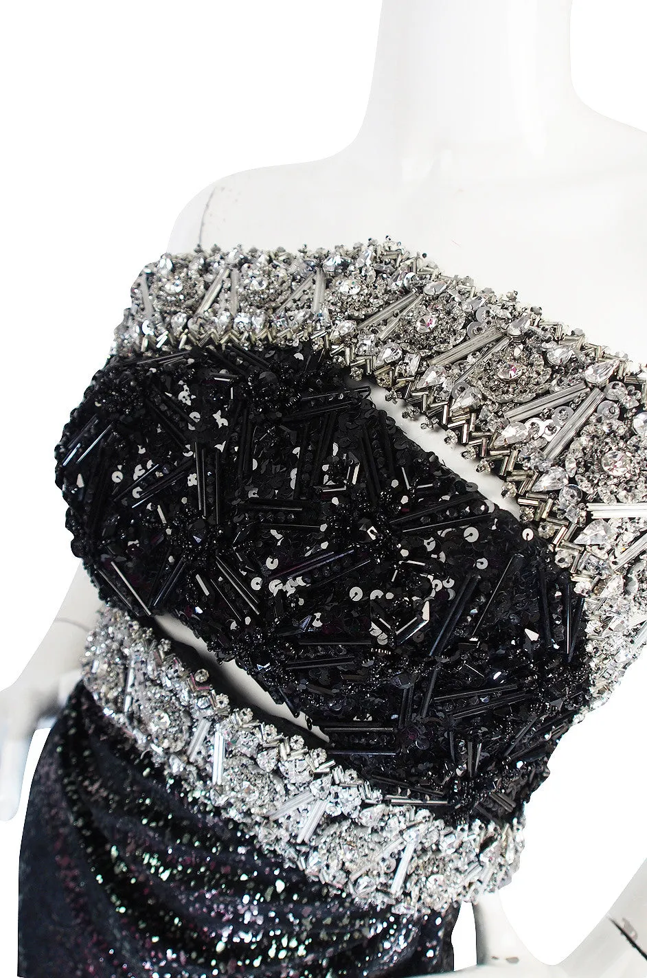 1970s Bead & Crystal Couture Galanos Gown